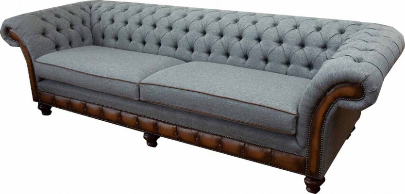 Luksusowa Sofa 4 miejsce do siedzenia Salon Chesterfield Couch Design Szare Sofy Nowość