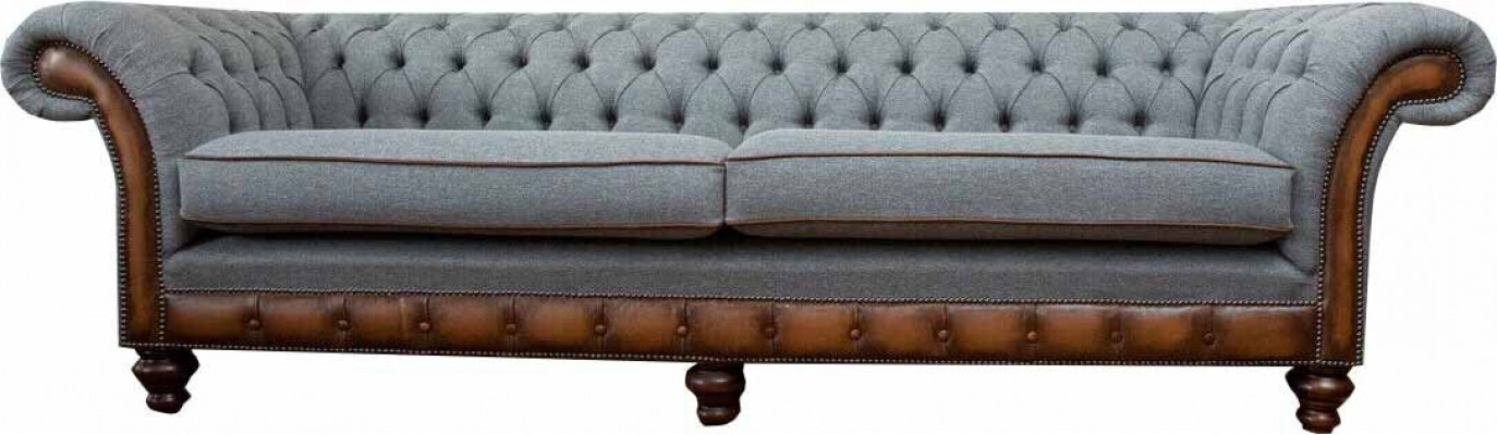 Luksusowa Sofa 4 miejsce do siedzenia Salon Chesterfield Couch Design Szare Sofy Nowość