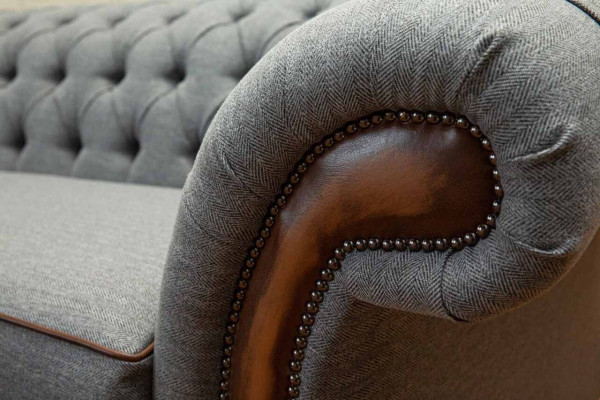 Luksusowa Sofa 4 miejsce do siedzenia Salon Chesterfield Couch Design Szare Sofy Nowość