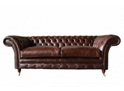 Sofa 3 miejsce do siedzenia Kanapa Podkładka Sofy Kanapy Salon Chesterfield Skóra