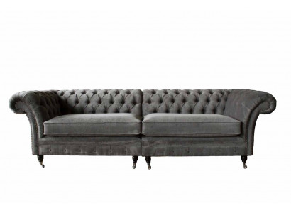 Sofa czteroosobowa Chesterfield 4 miejsce do siedzenia Sofy Materiał Poliester Szare Meble
