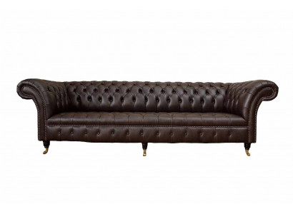 Sofa 4 miejsce do siedzenia Chesterfield Couch Luksusowa Sofa Skórzana 245cm Meble