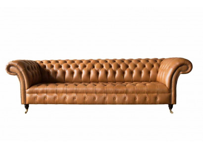 Skórzana sofa Chesterfield 4 miejsce do siedzenia luksusowe kanapy Skóra Podkładka salonowa