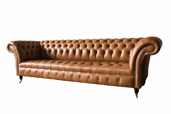 Skórzana sofa Chesterfield 4 miejsce do siedzenia luksusowe kanapy Skóra Podkładka salonowa