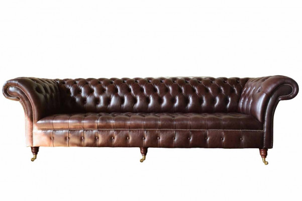 Sofa Chesterfield Couch Podkładka Siedziba Skóra Kanapy Brown Designer