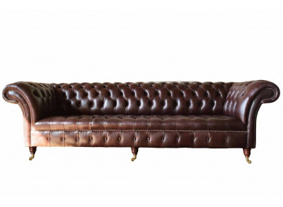 Sofa Chesterfield Couch Podkładka Siedziba Skóra Kanapy Brown Designer