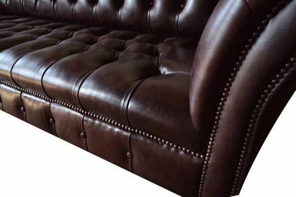 Sofa Chesterfield Couch Podkładka Siedziba Skóra Kanapy Brown Designer