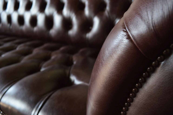 Sofa Chesterfield Couch Podkładka Siedziba Skóra Kanapy Brown Designer