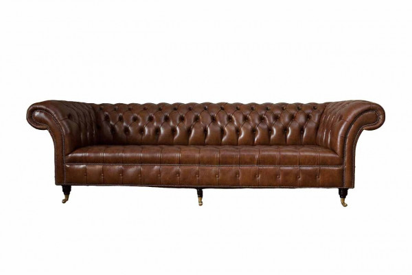 Sofa 4 miejsce do siedzenia Luksusowe Meble Chesterfield Skóra Brown Design Modern Style