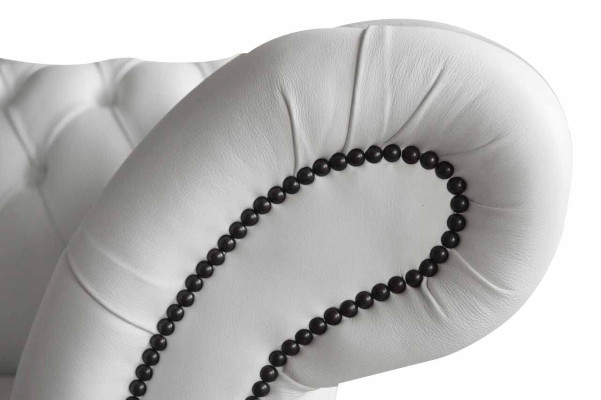 Chesterfield Sofas Design Luxury Biały Włókienniczy Sofa 4 miejsce do siedzenia Material Czteroosobowa