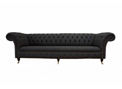 Sofa Chesterfield 4 miejsce do siedzenia Czarny Material Living Room Design Couch Podkładka