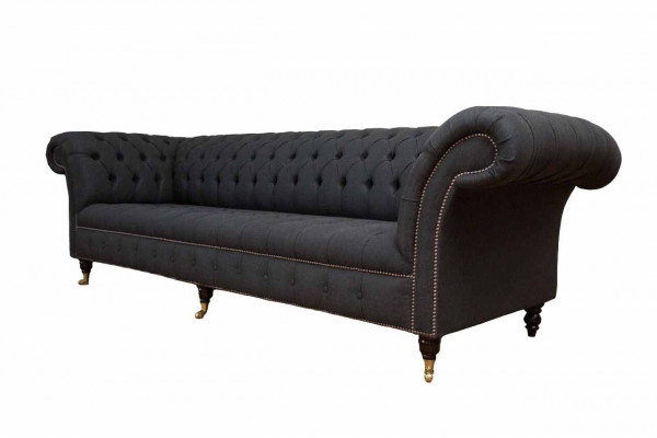 Sofa Chesterfield 4 miejsce do siedzenia Czarny Material Living Room Design Couch Podkładka