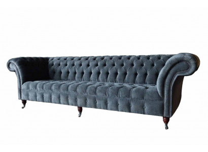 Sofa czteroosobowa 4 miejsce do siedzenia Sofy Nowoczesny szary design Materiał Chesterfield