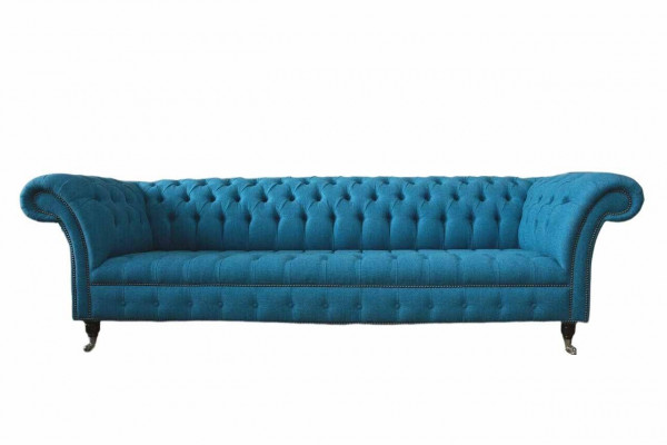 Chesterfield Podkładka Sofas Design Włókienniczy Sofa 4 miejsce siedzące Sofa Luxury Design Blue