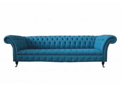 Chesterfield Podkładka Sofas Design Włókienniczy Sofa 4 miejsce siedzące Sofa Luxury Design Blue