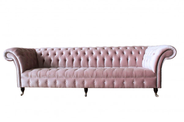 Chesterfield Pink Couch Sofa Podkładka 4 miejsce siedzące Kanapy Siedziba Sofy