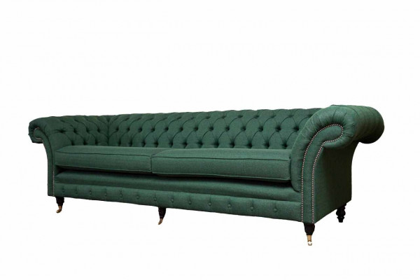 Sofa 4 miejsce do siedzenia Zielony Salon Nowoczesny Design Podkładka Materiał Luksus