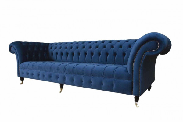 Chesterfield Big Sofa Couch Włókienniczy Aksamit Podkładka Sofy 4 miejsce siedzące Kanapy