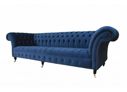 Chesterfield Big Sofa Couch Włókienniczy Aksamit Podkładka Sofy 4 miejsce siedzące Kanapy