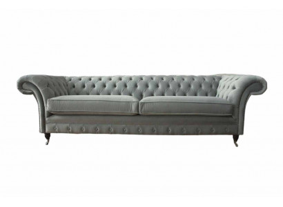 Sofa 4 miejsce do siedzenia Kanapa Chesterfield Podkładka Siedziba Włókienniczy Grey Living Room
