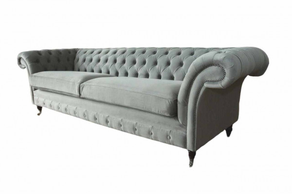 Sofa 4 miejsce do siedzenia Kanapa Chesterfield Podkładka Siedziba Włókienniczy Grey Living Room
