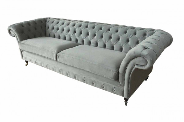 Sofa 4 miejsce do siedzenia Kanapa Chesterfield Podkładka Siedziba Włókienniczy Grey Living Room
