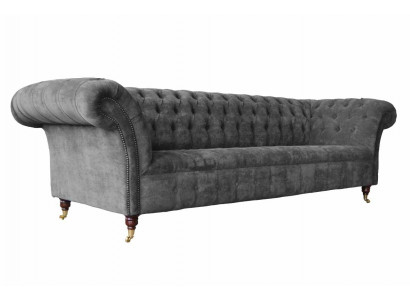 Chesterfield 3 miejsce siedzące Couch Podkładka Siedziba Włókienniczy Material Grey Couches Sofa