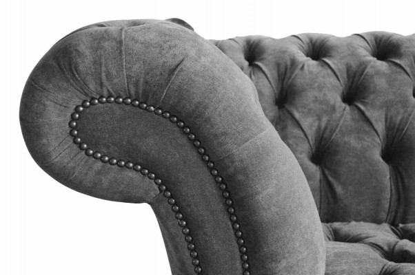 Chesterfield 3 miejsce siedzące Couch Podkładka Siedziba Włókienniczy Material Grey Couches Sofa