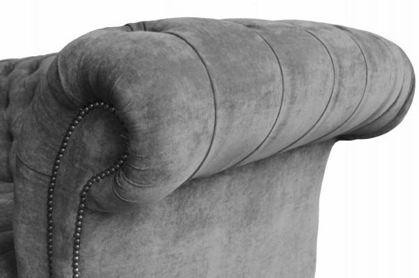 Chesterfield 3 miejsce siedzące Couch Podkładka Siedziba Włókienniczy Material Grey Couches Sofa
