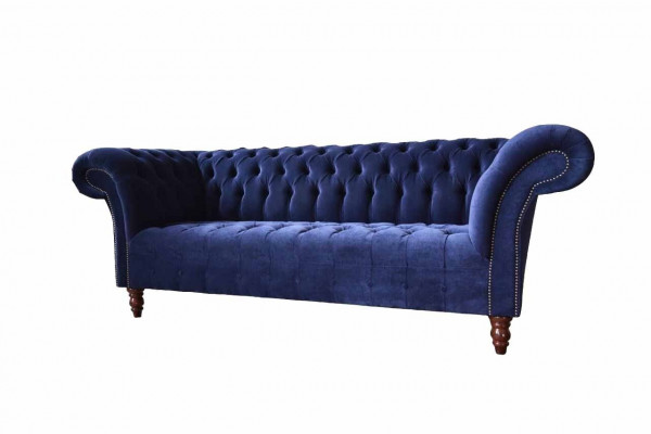 Chesterfield Design Luxury Podkładka Sofa Couch 3 Siedziba Blue Włókienniczy Nowość