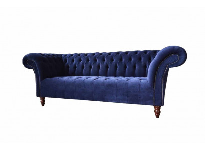 Chesterfield Design Luxury Podkładka Sofa Couch 3 Siedziba Blue Włókienniczy Nowość