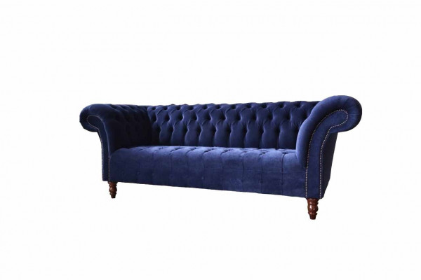 Chesterfield Design Luxury Podkładka Sofa Couch 3 Siedziba Blue Włókienniczy Nowość
