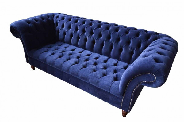 Chesterfield Design Luxury Podkładka Sofa Couch 3 Siedziba Blue Włókienniczy Nowość