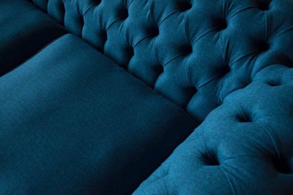 Chesterfield Sofa 3 miejsce do siedzenia Sofa Podkładka Sofy Materiał Salon Niebieski Włókienniczy