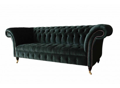 Chesterfield Sofa Design Couch 3 miejsce do siedzenia Podkładka Materiał Podkładka Green Nowość