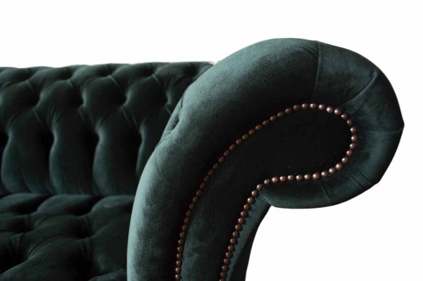 Chesterfield Sofa Design Couch 3 miejsce do siedzenia Podkładka Materiał Podkładka Green Nowość