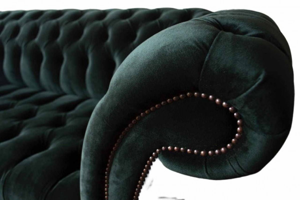 Chesterfield Sofa Design Couch 3 miejsce do siedzenia Podkładka Materiał Podkładka Green Nowość