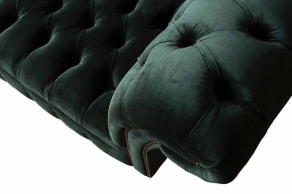 Chesterfield Sofa Design Couch 3 miejsce do siedzenia Podkładka Materiał Podkładka Green Nowość