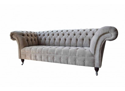 Szara Kanapa Chesterfield Trzyosobowa Sofa z poduszkami do siedzenia Sofa Meble Nowość