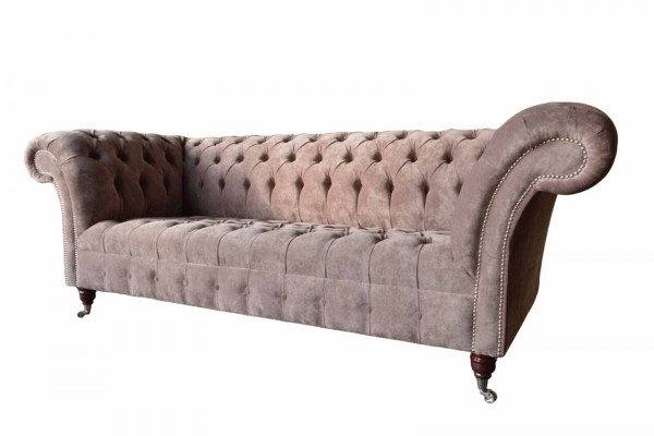 Chesterfield Sofa Couch Podkładka Design 3 miejsce do siedzenia Sofa Trzyosobowa Fioletowa