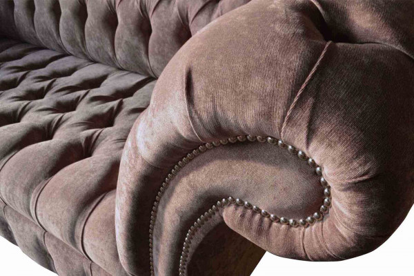 Chesterfield Sofa Couch Podkładka Design 3 miejsce do siedzenia Sofa Trzyosobowa Fioletowa