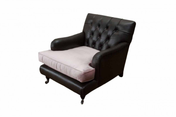 Fotel Design Sofa Relaks Lounge Brązowa Podkładka Luksusowa Chesterfield Nowa