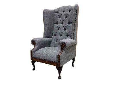 EarsFotel Chesterfield Fotel Couch 1 miejsce siedzące Gray Material Włókienniczy Nowość