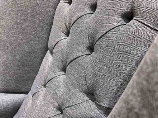 EarsFotel Chesterfield Fotel Couch 1 miejsce siedzące Gray Material Włókienniczy Nowość