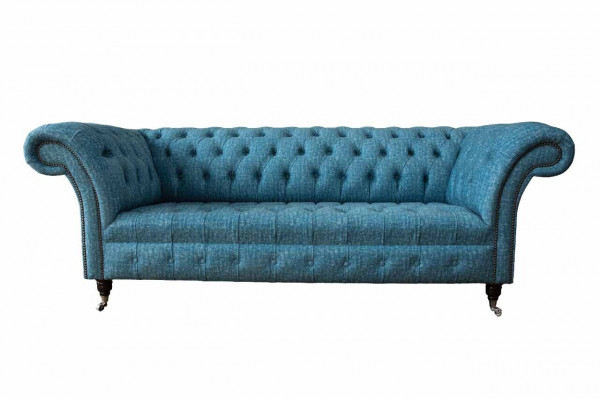 Niebieska trzyosobowa kanapa Aksamit kanapy do salonu sofa meble do siedzenia sofa Chesterfield