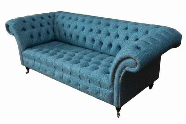 Niebieska trzyosobowa kanapa Aksamit kanapy do salonu sofa meble do siedzenia sofa Chesterfield