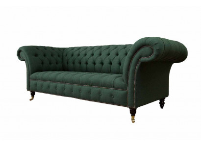 Sofa Trzyosobowa Włókienniczy Zielona Podkładka Meble Chesterfield Sofy Kanapy