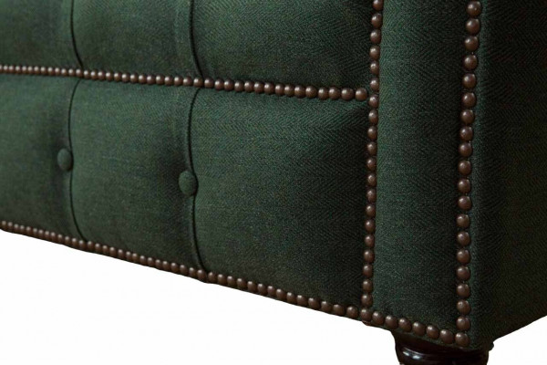 Sofa Trzyosobowa Włókienniczy Zielona Podkładka Meble Chesterfield Sofy Kanapy