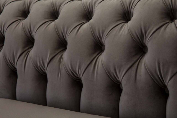 Kanapy Podkładka Sofy 3 Siedziba Sofa Tkaninowa Trzyosobowa Chesterfield Szara Nowość