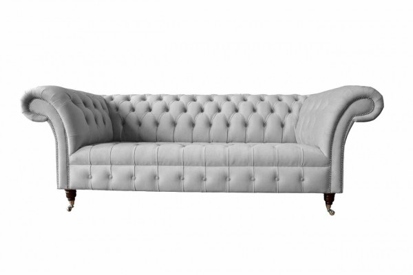 Chesterfield Włókienniczy Sofa Couch 3 miejsce do siedzenia Podkładka Siedziba Szare Sofy Big Nowe
